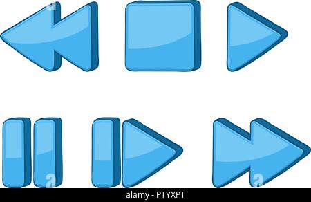 Media buttons. Blue signs. Vector illustration islated on white background Stock Vector