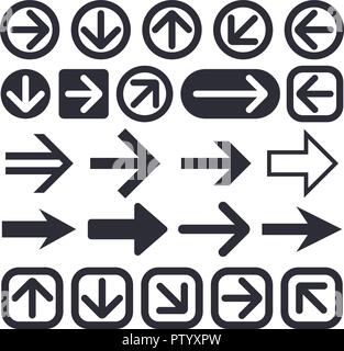 Black arrow icons. Web flat signs. Vector illustration isolated on white background Stock Vector