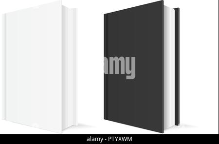 Books with white and black cover. Vertical position with blank covers Stock Vector