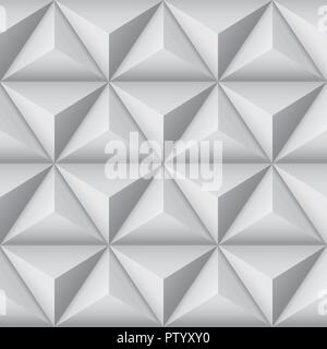 3d geometric pattern with pyramids. Abstract gray seamless background Stock Vector