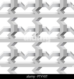 Gray grid. Abstract seamless geometric 3d pattern Stock Vector