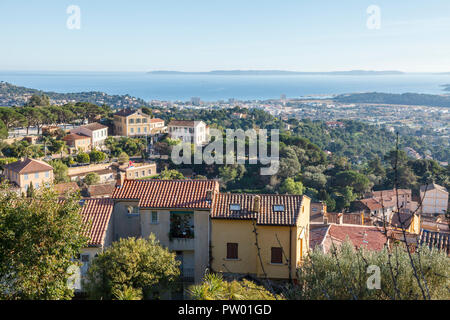 View on Bormes-les-Mimosas, a village in France. Location: Toulon, Var, Provence-Alpes-Côte d'Azur, France, Europe. Photo V.D. Stock Photo