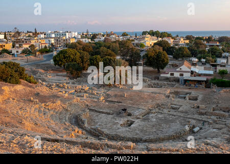 Ancient Hellenistic Amphitheatre in Paphos, Cyprus. Stock Photo