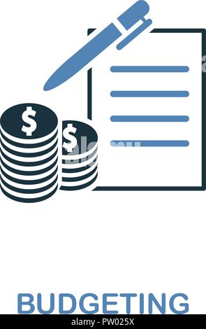 Budgeting creative icon in two colors design. Pixel perfect symbols from personal finance collection. UX and UI. Illustration of budgeting icon. For w Stock Vector