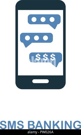 Sms Banking creative icon in two colors design. Pixel perfect symbols from personal finance collection. UX and UI. Illustration of sms banking icon. F Stock Vector