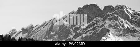 panoramic view of a mountain wall in winter Stock Photo