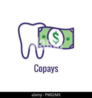 Dental Insurance Outline Icon with tooth image Stock Vector
