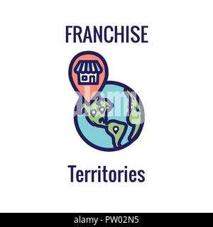 Franchise Icon with Home Office, corporate Headquarters - Franchisee Icon Images Stock Vector