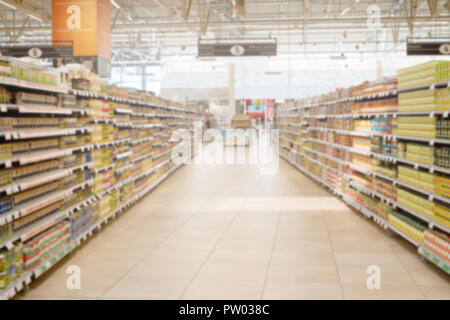 Abstract blurred supermarket aisle as background Stock Photo