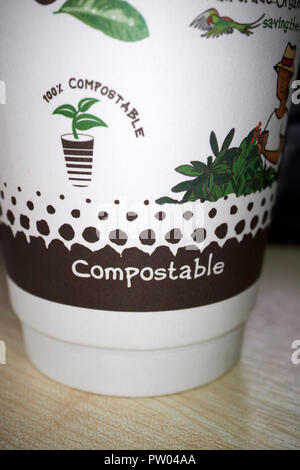 compostable disposable coffee cup Stock Photo