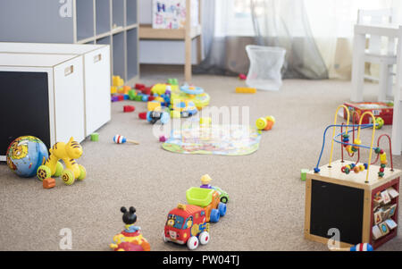 A mess in the children's room. Abstraction of childhood Stock Photo