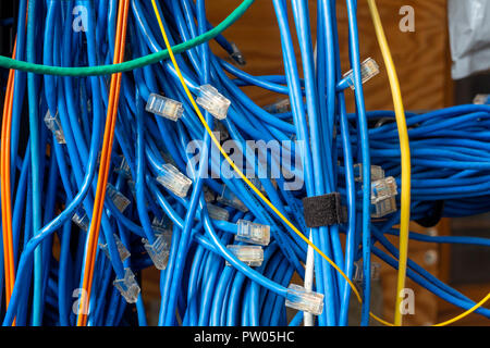 Wires for a computer network. Stock Photo