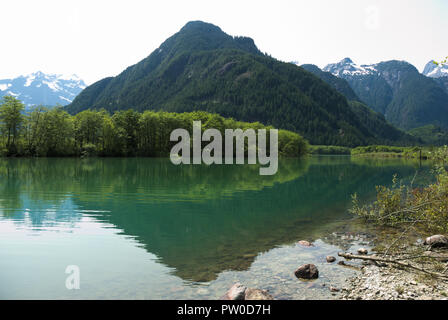 Reflections at Stave Lake in Mission, British Columbia, Canada Stock Photo