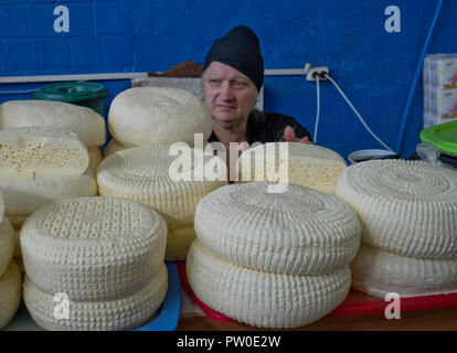 Traditional Sulguni cheese for sale at the market in Kutaisi,Georgia Stock Photo