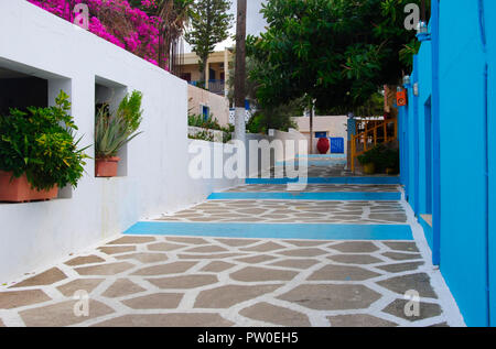 greek alley in Sissi on Crete in Greece Stock Photo