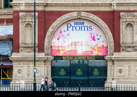 Sign for the BBC Proms over an entrance to the Royal Albert Hall. Stock Photo