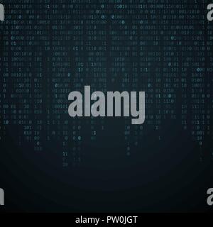 Binary code background. Falling blue glowing numbers. Global network. High technologies, programming, sci-fi. Hacking system. Vector illustration. EPS Stock Vector