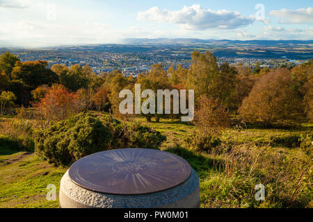 Looking towards Perth from the top of Kinnoull Hill Perth Scotland. Stock Photo