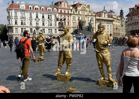 Mime artists in Prague Czech Republic Stock Photo