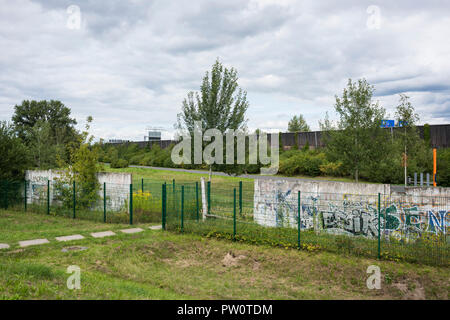 Berlin. Germany. Preserved section of the Berlin Wall at Rudow and Altglienicke, remains of the Hinterland wall (inner wall) was the southern most sec Stock Photo