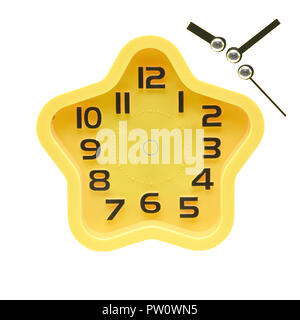 Yellow watch with five petals. Alarm clock on a white background.For montage and edit Stock Photo