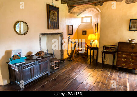 Musical instruments in one of the rooms in Crathes Castle, Aberdeenshire, Scotland Stock Photo