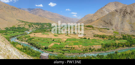 Panjshir valley in Eastern Afghanistan, beautiful nature in Afghanistan landscapes with old soviet tanks Stock Photo