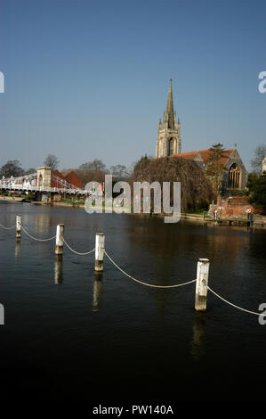 All Saints Church beside the river Thames at Marlow in Buckinghamshire, Britain Stock Photo