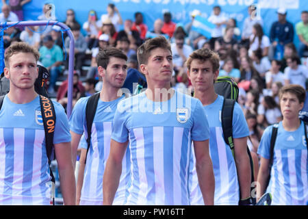 Buenos Aires, Buenos Aires, Argentina. 9th Oct, 2018. Argentine Youth Hockey Team of the Olympic Games of Youth seen during the games. Credit: Fernando Oduber/SOPA Images/ZUMA Wire/Alamy Live News Stock Photo