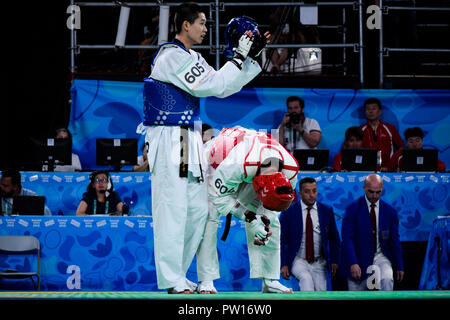 Buenos Aires, Buenos Aires, Argentina. 9th Oct, 2018. Wonhee Cho wins Argentine Ramiro Ravachino 39-19 in the quarterfinals. Credit: Fernando Oduber/SOPA Images/ZUMA Wire/Alamy Live News Stock Photo