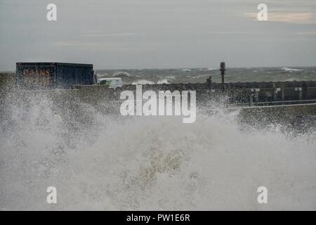 Dorset. 12th Oct 2018. UK Weather: Flood warnings issued as Storm Callum hits the Dorset coast. Credit: Tom Corban/Alamy Live News Stock Photo