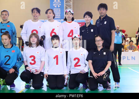 Japan tteam group (JPN), OCTOBER 12, 2018 - Goalball :  Women's Final match between Japan - China  at Balai Kartini  during the 3rd Asian Para Games in Jakarta, Indonesia.  (Photo by Yohei Osada/AFLO SPORT) Stock Photo