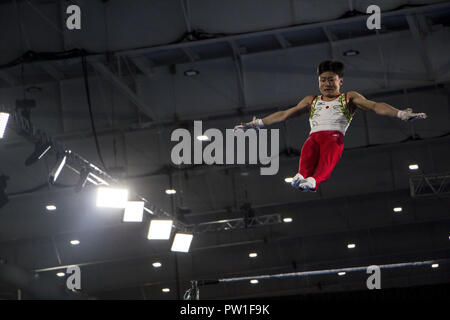 Buenos Aires, Buenos Aires, Argentina. 11th Oct, 2018. The Japanese Kitazono Takeru was the winner of the Gold Medal in the Multiple Masculine Artistic Gymnastics Competition at the 2018 Buenos Aires Youth Olympic Games. Credit: Roberto Almeida Aveledo/ZUMA Wire/Alamy Live News Stock Photo
