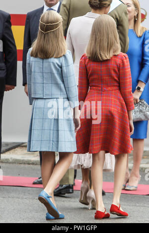 Madrid, Spain. 12th Oct, 2018. Princess Leonor and Princess Sofia attend the national day parade at Lima square in Madrid, Spain on the 12 of October of 2018. October12, 2018. Credit: Jimmy Olsen/Media Punch ***No Spain***/Alamy Live News Stock Photo