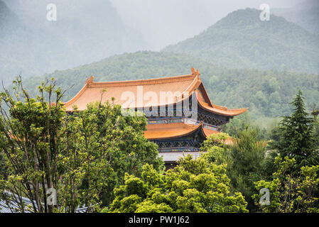 Chinese Taoist temple situated in the Weibaoshan mountains . Yunnan area of South West China. Stock Photo