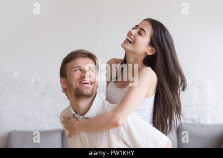 Cheerful couple spend time together on weekend Stock Photo