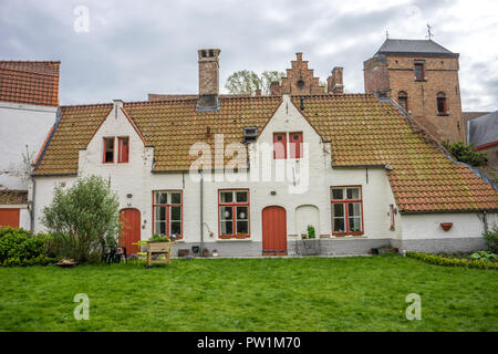 A green meadow with a medieval fantasy feeling in Brugge, Belgium, bruges, Europe Stock Photo