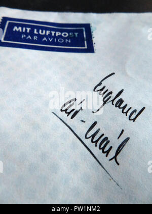Hand written Airmail Letter from abroad Stock Photo