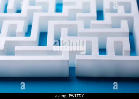 Overhead View Of Abstract Empty White Labyrinth Stock Photo