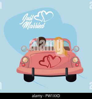 Just married wedding cartoons card Stock Vector