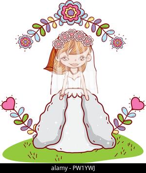 Bride cute drawings cartoons Stock Vector
