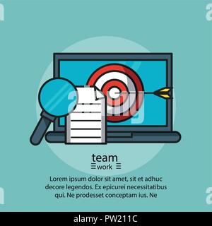 Teamwork cartoons poster with information vector illustration graphic design Stock Vector