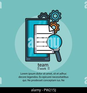 Teamwork cartoons poster with information vector illustration graphic design Stock Vector