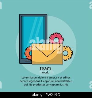 Teamwork cartoons poster with information vector illustration graphic design Stock Vector