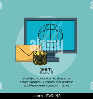 Teamwork cartoons poster with information vector illustration graphic design Stock Vector
