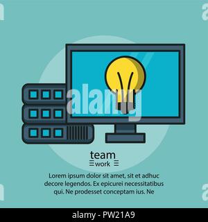 Teamwork cartoons poster with information vector illustration graphic design Stock Vector