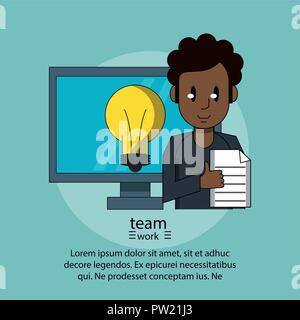 Teamwork cartoons poster with information vector illustration graphic design Stock Vector