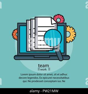Teamwork cartoons poster with information vector illustration graphic design Stock Vector