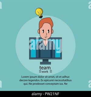 Teamwork cartoons poster with information vector illustration graphic design Stock Vector