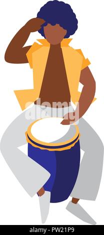 man playing a congas over white background, vector illustration Stock Vector